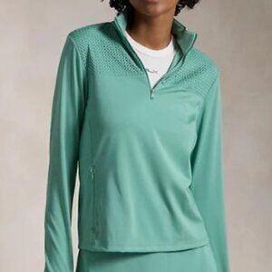 Ralph Lauren RLX LONG-SLEEVE POLYESTER INTERLOCK W/ EYELET DETAIL PULLOVER (NEW)